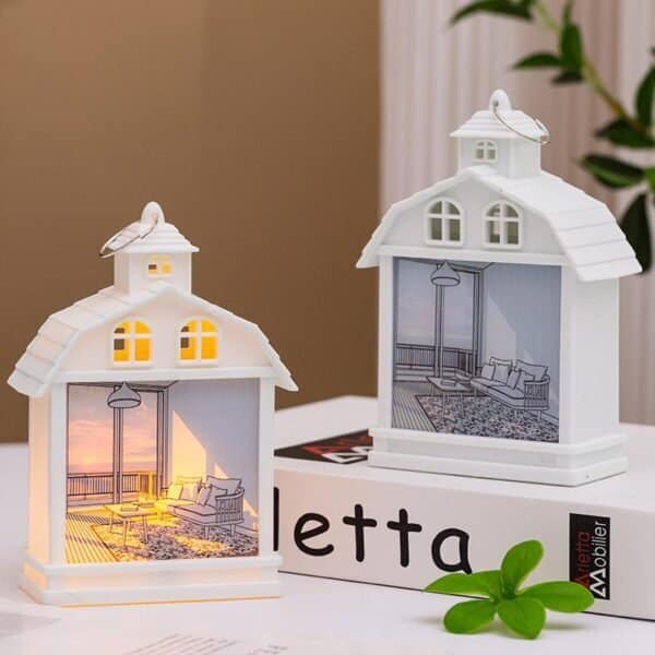 Miniature house lamps with cozy interior LED lighting, perfect home decor or gift from Nus Haat.