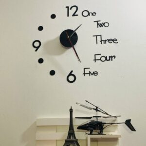 3D Wooden Wall Clock with Double Shelf