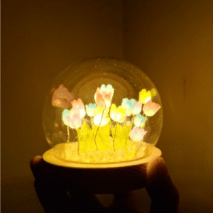 Tulip Night Light LED Glass Dome Decorative Lamp (Romantic Gift)